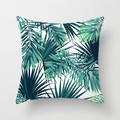 Square peach skin pillowcase with tropical palm leaf pattern and white base - 18x18 Inch / Green Palm Leaf (DRD311-30)