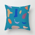 Abstract Matisse style pillow cover with colorful geometric shapes on a blue base - Lake Blue Abstract Blocks (DRD391-8)