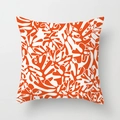 Matisse style abstract coral cushion cover in bright orange and white for sofa decor - Orange White Plant Silhouette (DRD391-9)