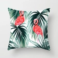 Peach skin pillowcase featuring tropical pink flamingos and green palm leaves - 18x18 Inch / Flamingo Palm White (DRD311-28)