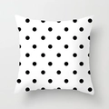 Modern white square pillow case featuring a minimalist black polka dot geometric pattern - Polka Dot Print (DRD334-3) / 18x18 Inch