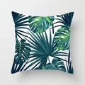 Square peach skin pillowcase with tropical palm and monstera leaf prints in deep blue and green - 18x18 Inch / Dark Blue Green Palm (DRD311-26)