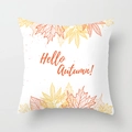 White square autumn maple leaf pillow cover with Hello Autumn artistic lettering - Hello Autumn Maple Leaf Style (DRD356-5)