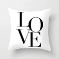 Minimalist white pillow case featuring black artistic LOVE geometric print for home decor - LOVE Art Text (DRD334-2) / 18x18 Inch