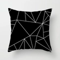 Modern black square cushion cover with white minimalist geometric abstract line patterns - Geometric Lines (DRD334-1) / 18x18 Inch