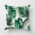 Tropical monstera and palm leaf pattern square cushion cover in peach skin fabric - 18x18 Inch / Dark Green Monstera Palm (DRD311-27)