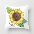 Modern white square pillowcase featuring a bright sunflower illustration and script text - Sunflower Handwritten Illustration (DRD393-6)
