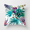 Tropical peach skin pillowcase featuring purple orchids and monstera leaves - 18x18 Inch / Orchid Butterfly Tropical (DRD311-32)