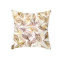 Housse de coussin carrée à motif de feuilles dorées avec veines brunes sur fond blanc - Squelettes de Feuilles d'Automne