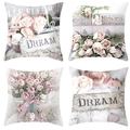 Set of four vintage American style throw pillow covers with romantic pink roses and floral designs - 18x18 Inch / Combination 2