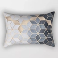Moderne Kissenhülle mit geometrischem 3D-Muster in Blau und Gold aus Pfirsichhaut - Drd220-9 / 30x50