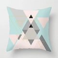 Funda de cojín moderna con triángulos geométricos y líneas doradas decorativas - Estilo Líneas Abstractas (DRD392-4)