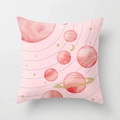 Pink galaxy planet print peach skin square pillowcase with celestial orbits - Marble Planet (DRD360-9) / 45x45