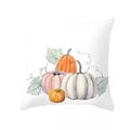 Watercolor pumpkin print throw pillow cover with autumn leaves on white canvas background - Watercolor Multicolor Pumpkins Style (DRD450-3)