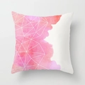 Pink watercolor geometric pattern peach skin square pillowcase with white lines - Geometric Watercolor (DRD360-10) / 45x45