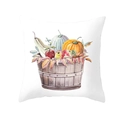 Thanksgiving pumpkin pillow case featuring watercolor harvest pumpkins in a wooden bucket - Wooden Barrel Pumpkin and Leaves Style (DRD450-4)