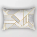 Moderne Kissenhülle in Grau und Weiß mit goldenen geometrischen Mustern - Gold Grau Weiß Patchwork Geometrischer Stil (DRD220-14)