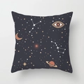 Federa quadrata con luna dorata, stelle e occhio mistico su sfondo blu navy intenso - Occhio Bohémien Blu Scuro (DRD341-24) / Dimensione Standard Senza Nucleo