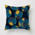 Federa per cuscino serie luna con trama dorata e motivo astratto blu scuro moderno - Geometrico di Lusso Blu Scuro (DRD341-16) / Dimensione Standard Senza Nucleo