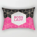 Rechteckiger Kissenbezug mit Boss Lady Muster in Rosa und Schwarz aus Pfirsichhaut - BOSS LADY Rosenrot Schwarz Gold Stil (DRD220-15)