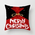 Detail of Merry Christmas pillowcase featuring red gift bag silhouette and stars - Red Gift Bag Style (DRD351-9)