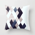 Dettaglio di una federa in tela con motivi geometrici a rombi blu e trama in stile marmo - Rombo Geometrico Color Block (DRD341-13) / Dimensione Standard Senza Nucleo