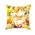 Housse de coussin carrée pour Thanksgiving avec citrouilles et texte de remerciement - Style Merci Fruits de la Récolte (DRD450-11)