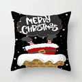 Black Christmas pillow cover with Santa in chimney illustration and Merry Christmas text - Santa Stuck in Chimney Style (DRD351-11)