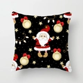 Detail of Christmas pillowcase featuring Santa Claus, golden bells, and festive string lights - Santa Light Strings Style (DRD351-14)