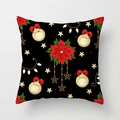 Dettaglio della federa natalizia con stelle di Natale rosse e decori dorati - Stile Luci di Palle di Natale (DRD351-3)