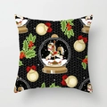 Close-up of Christmas pillowcase with knit texture, snow globe, and golden bells - Carousel Snow Globe Style (DRD351-7)