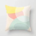 Fodera per cuscino geometrica rosa e verde menta con motivi astratti e strisce - Quadrato (Senza Anima) / Stile a Righe Geometriche Morandi (DRD343-8)