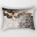 Moderner geometrischer Kissenbezug mit Marmormuster in Schwarz, Grau und Goldwürfeln - Schwarz Grau Weiß Marmor Champagnergold Geometrischer Stil (DRD220-30)