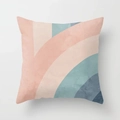 Federa per cuscino quadrata con motivo geometrico arcobaleno rosa e blu in tessuto - Quadrato (Senza Anima) / Stile Geometrico a Blocchi di Colore Morandi (DRD343-10)