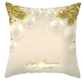 Kerst kussenhoes in crème kleur met gouden takken en feestelijke belettering - Gouden Dennetak En Pailletten (DRD200-3)