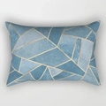 Pfirsichhaut Kissenbezug mit blau-goldenen geometrischen Mustern in rechteckiger Form - Morandi Blau Gold Geometrischer Split Stil (DRD220-39)
