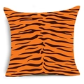 Square cushion cover featuring vibrant orange and black tiger stripes on white background - Bright Orange Black Stripe Tiger Style (DRD401-13) / 45X45cm (Without Core)