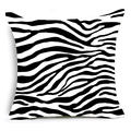 Modern square throw pillow cover featuring dynamic black and white zebra animal print pattern - Black And White Dynamic Zebra Style (DRD401-15) / 45X45cm (Without Core)