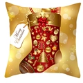 Christmas pillowcase with golden snowflake and red stocking design for holiday home decor - Drd200-15 / 18x18 Inch