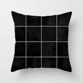 Detailed view of black and gold geometric cushion cover with artistic grid pattern texture - Artistic Texture Gold Fine Grid Style (DRD395-4)