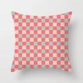 Rosa und minzgrüner Kissenbezug mit Schachbrettmuster und Herzmotiven für das Sofa - 45x45 cm / Frisches Schachbrett Herz (DDRD418-8)