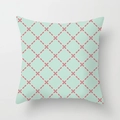 Mint green geometric plaid cushion cover with pink floral patterns for sofa decor - 45x45cm / Pink Flower Rhombus (DRD441-8)