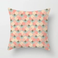 Moderner Kissenbezug mit geometrischem Kreismuster in Rosa, Beige und Mintgrün auf Weiß - 45x45 cm / Retro Geometrische Kreise (DDRD418-9)