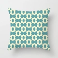 Minimalist square pillow cover with blue and beige geometric floral pattern - 45x45cm / Abstract Petal Pattern (DRD441-20)