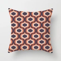 Detail der modernen Mid-century Geometrie-Kissenhülle mit orangefarbenen und lila Mustern - 45x45 cm / Mid-Century Geometrischer Druck (DDRD418-10)