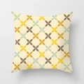 Détail de la housse de coussin carrée avec motif floral géométrique en jaune et bleu - 45x45 cm / Floral Géométrique Minimaliste (DDRD418-1)