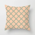 Détail de la texture géométrique en peau de pêche sur la taie d'oreiller carrée - 45x45 cm / Grille de Feuilles Rétro (DDRD418-3)