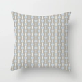 Detail of blue diamond and white dot geometric pattern on linen cushion cover - 45x45cm / Geometric Diamond Dots (DRD441-5)