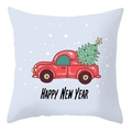 Christmas dog car pillowcase featuring a red vintage truck and Happy New Year text - 45x45cm / New Year Red Truck Style (DRD207-15)