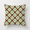 Close-up of geometric square pillowcase with vintage cross and diamond pattern on beige - 45x45cm / Retro Cross Rhombus (DRD441-9)